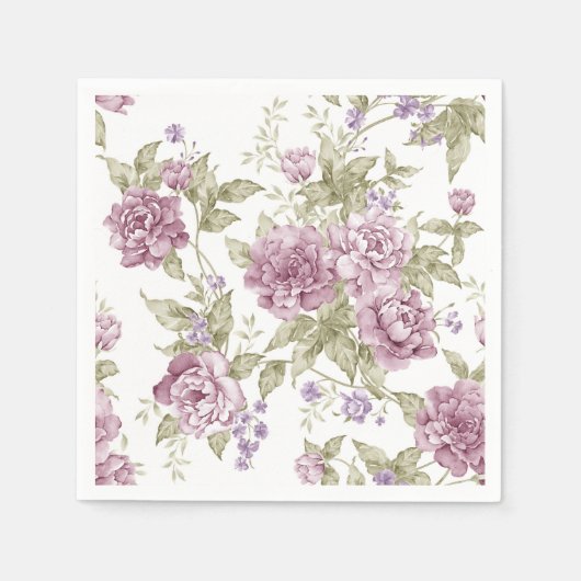  romantisch bloemig Paarse Rozen patroon Servet (Voorkant)