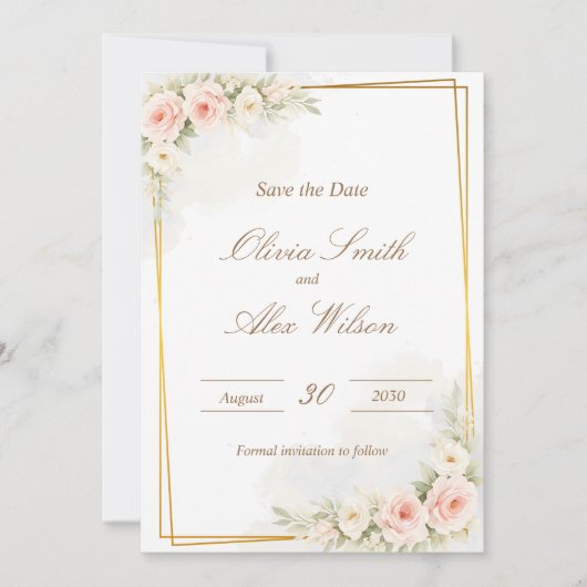 Romantisch bloemig save the date stoffig roze pioe (Voorkant)