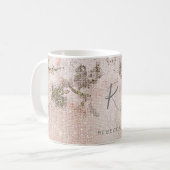 Romantisch Bloemmotief Monogram Koffiemok (Voorkant links)