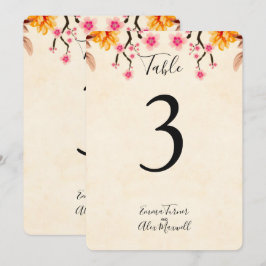Romantisch bloemmotief | Tafelnummerkaartjes Kaart