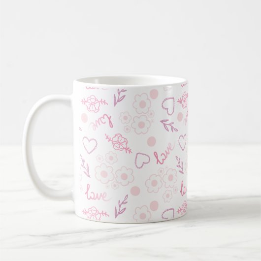 Romantisch Bloemmotief van Liefde Koffiemok (Links)