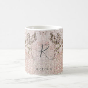 Romantisch bloempatroon monogram koffiemok