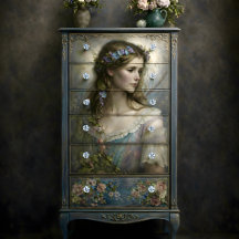 Romantisch Bloemschilderij van een Vrouw Decoupage