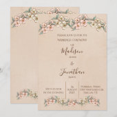 Romantisch bloemschrift handgetekende mooie bruilo kaart (Voorkant / Achterkant)
