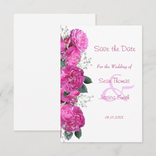 Romantisch bloemstuk bruiloft Save The Date (Voorkant / Achterkant)