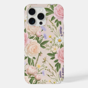 Romantisch blozend rozentuin bloemmotief iPhone 15 pro max case