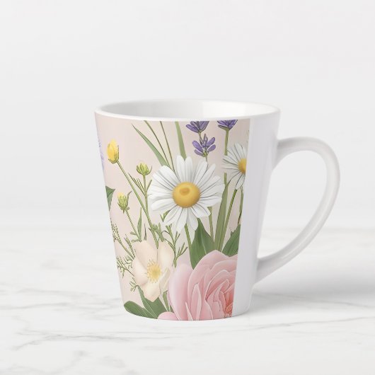 Romantisch blozend rozentuin bloemmotief latte mok (Rechts)