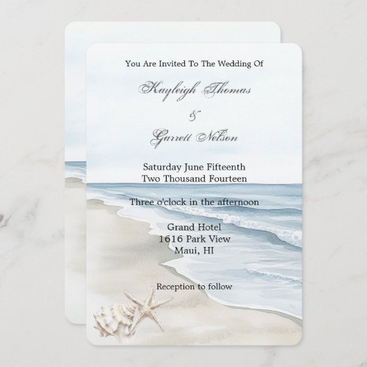 Romantisch Blue Beach Ocean Wedding Kaart (Voorkant / Achterkant)