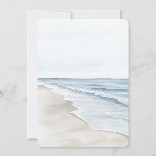 Romantisch Blue Beach Ocean Wedding Kaart (Achterkant)