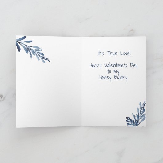 Romantisch Blue Moon Rabbit Bunny Valentijn Custom Feestdagen Kaart (Binnen)
