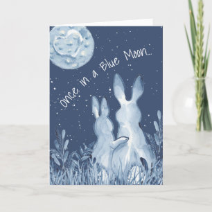Romantisch Blue Moon Rabbit Bunny Valentijn Custom Feestdagen Kaart