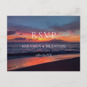 Romantisch Blue Sunset Beach bruiloft RSVP Briefka Briefkaart (Voorkant)