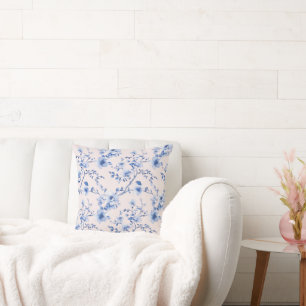 Romantisch Blush Blauw Bloemen Kersenbloesem Kussen