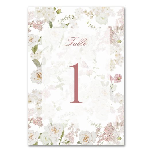 Romantisch Blush Bloempatroon Dubbelzijdig Kaart (Voorkant)