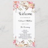 Romantisch Blush Bloom Bloemen Bruiloftsprogramma Programmakaart (Voorkant / Achterkant)