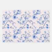 Romantisch Blush Blue Floral Vrijgezellenfeest Inpakpapier Vel (Voorkant)