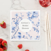Romantisch Blush Blue Floral Vrijgezellenfeest Servet (Insitu)