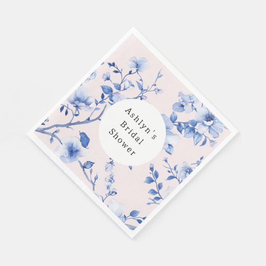 Romantisch Blush Blue Floral Vrijgezellenfeest Servet (Hoek)