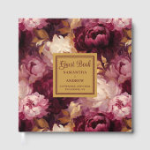 Romantisch Blush Bourgondië Gouden bruiloft gasten Gastenboek (Voorkant)