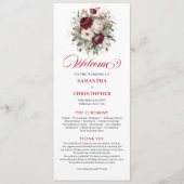 Romantisch Blush Burgundy Bloemen Huwelijksprogram Programmakaart (Voorkant)