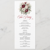 Romantisch Blush Burgundy Bloemen Huwelijksprogram Programmakaart (Achterkant)