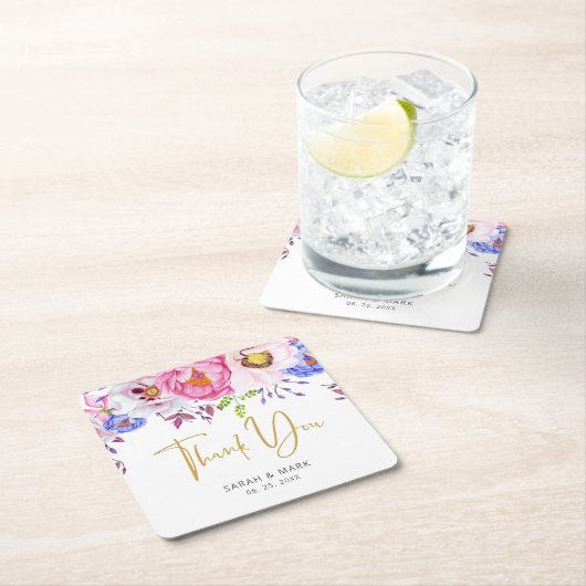 Romantisch Blush & Gold Bedankt voor je bruiloft Kartonnen Onderzetters (Insitu)