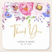 Romantisch Blush & Gold Bedankt voor je bruiloft Kartonnen Onderzetters (Voorkant)