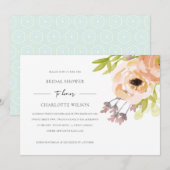 ROMANTISCH BLUSH PINK PEACH FLORAL VRIJGEZELLENFEE KAART (Voorkant / Achterkant)