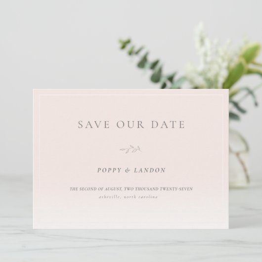 Romantisch Blush Pink Save The Date Kaart (Staand voorkant)