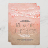 Romantisch Blush Pink String Lights Repetitie Dine Kaart (Voorkant / Achterkant)