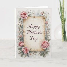 Romantisch Blush Roos Moederdag  Bloemen Feestdagen Kaart