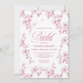 Romantisch Blush Roos Patroon Franse Toile Bruids- Kaart (Voorkant)