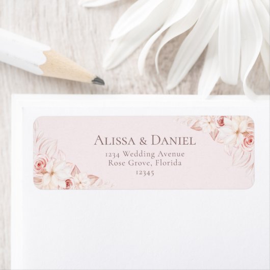 Romantisch Blush Roze Bloemen Adreslabel Etiket (Insitu)