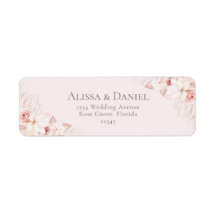 Romantisch Blush Roze Bloemen Adreslabel Etiket
