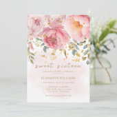 Romantisch Blush Roze Bloemen Sweet Sixteen Birthd Kaart (Staand voorkant)