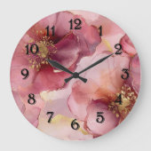 Romantisch Blush Roze Bourgogne Gouden Bloemen Grote Klok (Voorkant)