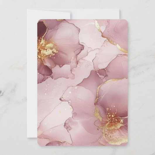 Romantisch Blush Roze Goud Abstract Bloemen Verjaa Kaart (Achterkant)