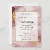 Romantisch Blush Roze Goud Abstract Bloemen Verjaa Kaart (Voorkant)