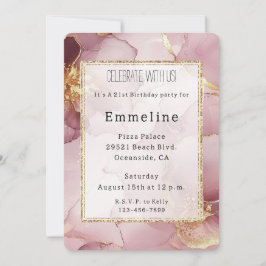 Romantisch Blush Roze Goud Abstract Bloemen Verjaa Kaart