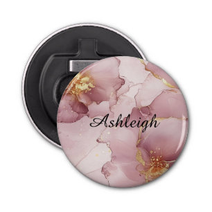 Romantisch Blush Roze Goud Bloemen Button Flesopener