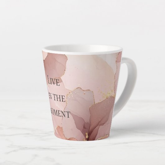 Romantisch Blush Roze Goud Bloemen Latte Mok (Rechterhoek)