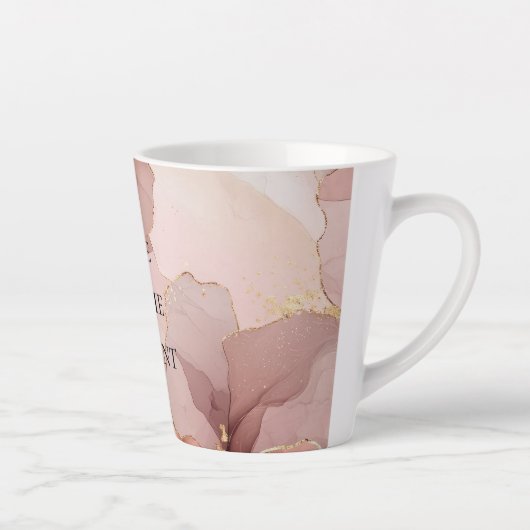 Romantisch Blush Roze Goud Bloemen Latte Mok (Rechts)