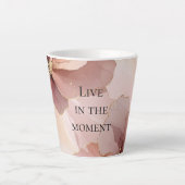 Romantisch Blush Roze Goud Bloemen Latte Mok (Voorkant)