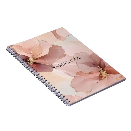 Romantisch Blush Roze Goud Bloemen Notitieboek (Rechterzijde)