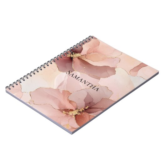 Romantisch Blush Roze Goud Bloemen Notitieboek (Linkerzijde)