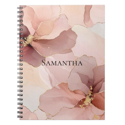 Romantisch Blush Roze Goud Bloemen Notitieboek (Voorkant)