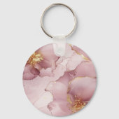 Romantisch Blush Roze Goud Bloemen Sleutelhanger (Achterkant)