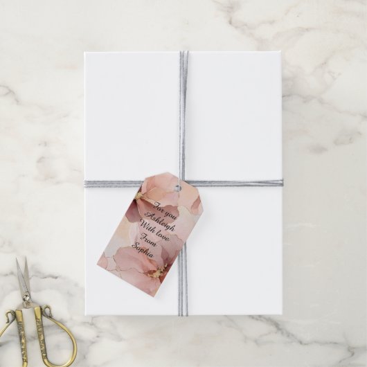 Romantisch Blush Roze Goud Bloemen Vrijgezellenfee Cadeaulabel (Met Touw)