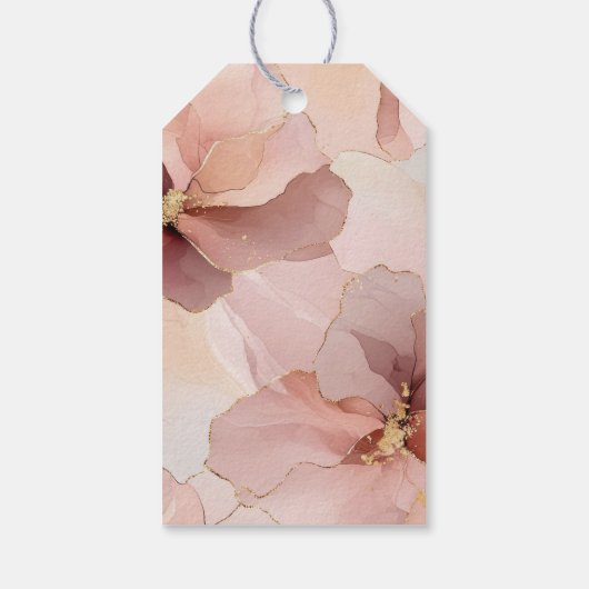 Romantisch Blush Roze Goud Bloemen Vrijgezellenfee Cadeaulabel (Achterkant)