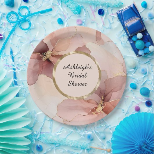 Romantisch Blush Roze Goud Bloemen Vrijgezellenfee Papieren Bordje (Feest)